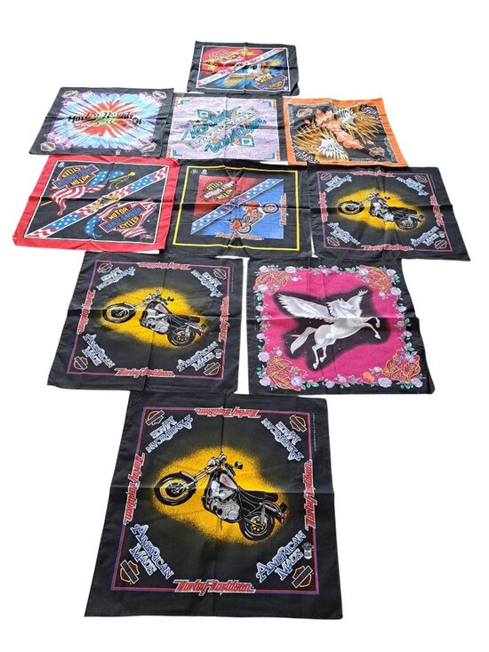Harley-Davidson Other - Vintage Harley-Davidson Bandanas Lot 10 American Made Motorcycles Multicolor